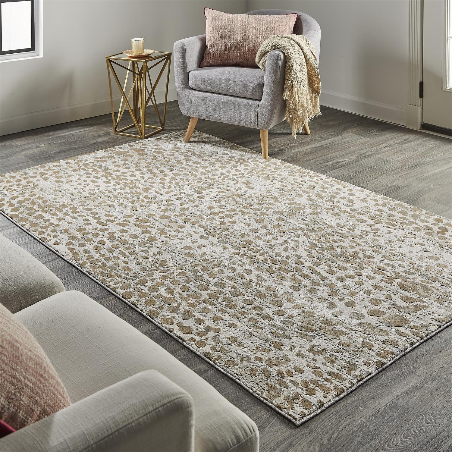 7' X 10' Brown And Ivory Abstract Stain Resistant Area Rug