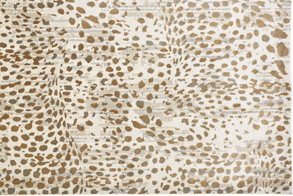 7' X 10' Brown And Ivory Abstract Stain Resistant Area Rug