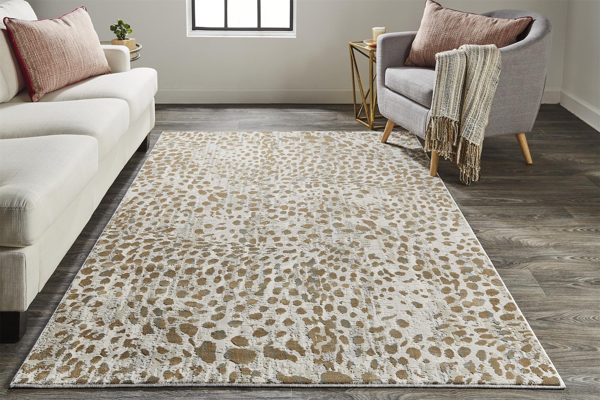 10' X 13' Brown And Ivory Abstract Stain Resistant Area Rug