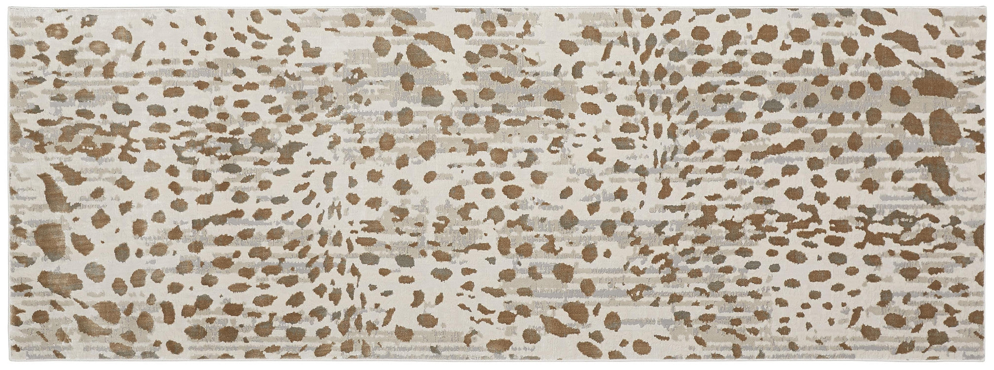 8' Brown And Ivory Abstract Stain Resistant Runner Rug