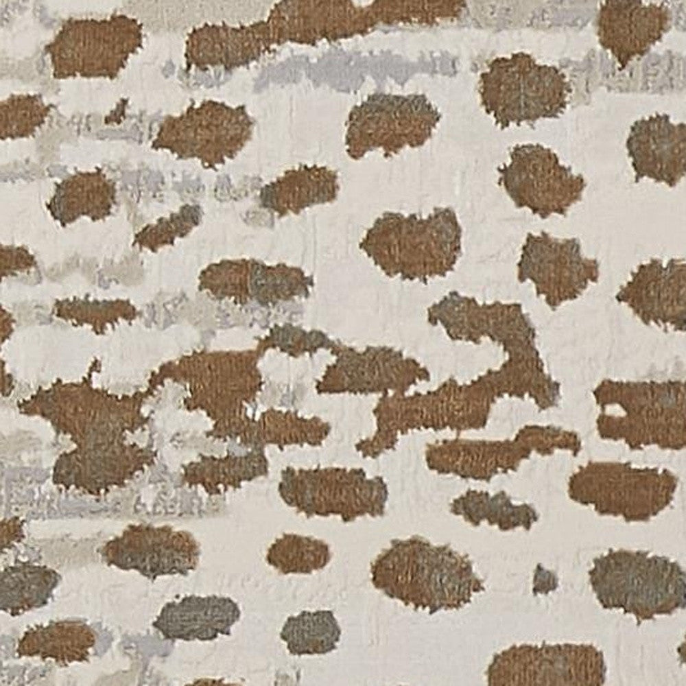 8' Brown And Ivory Abstract Stain Resistant Runner Rug