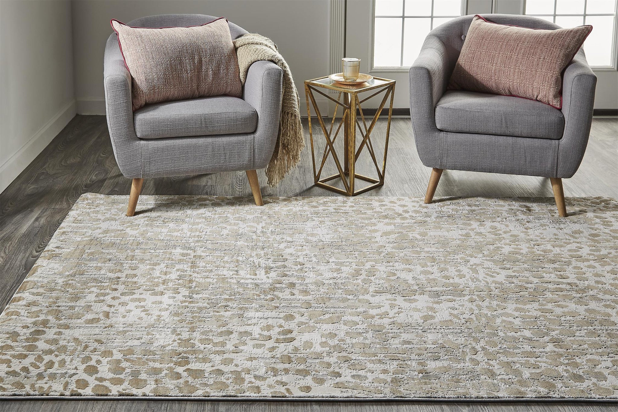 12' X 15' Brown And Ivory Abstract Stain Resistant Area Rug