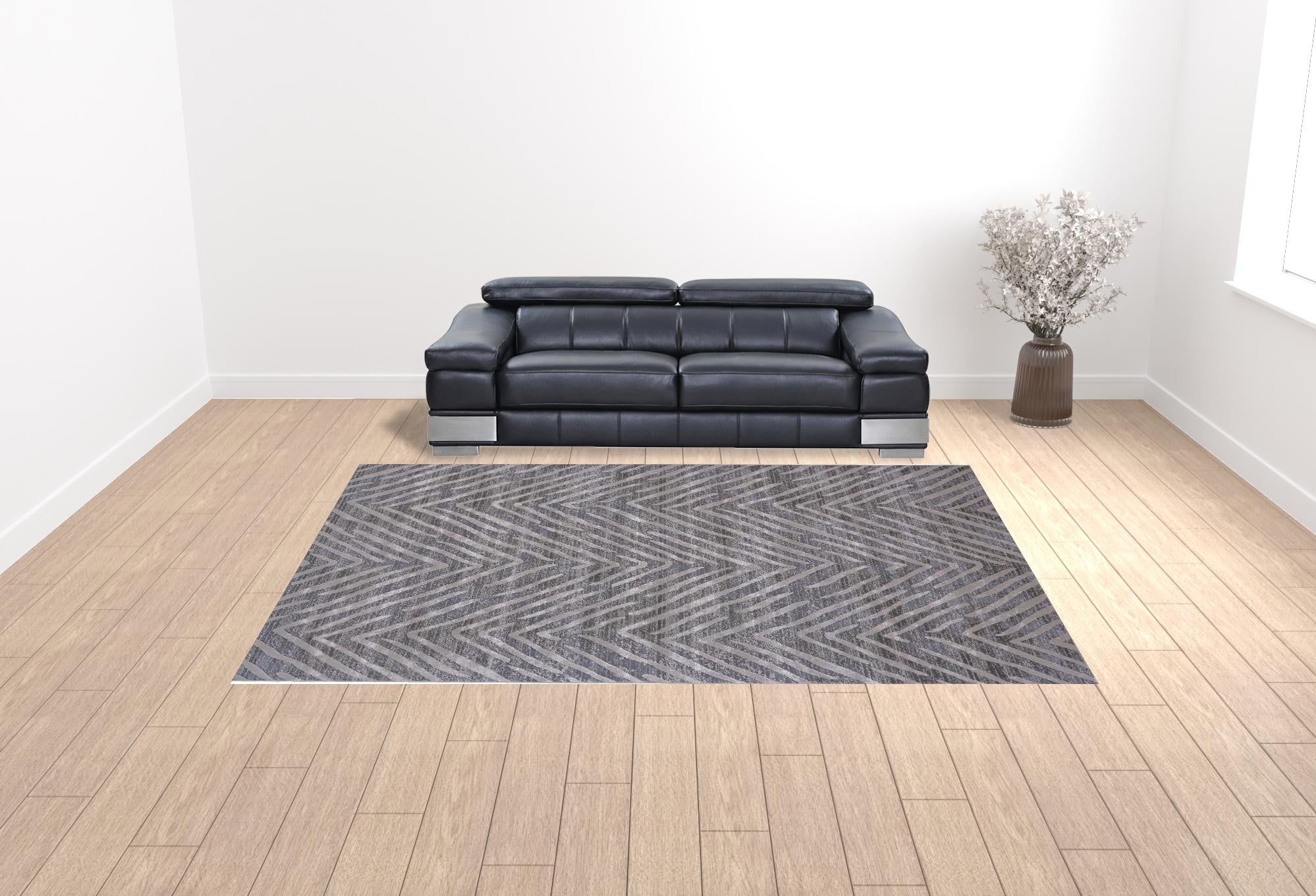 10' X 13' Gray Abstract Stain Resistant Area Rug