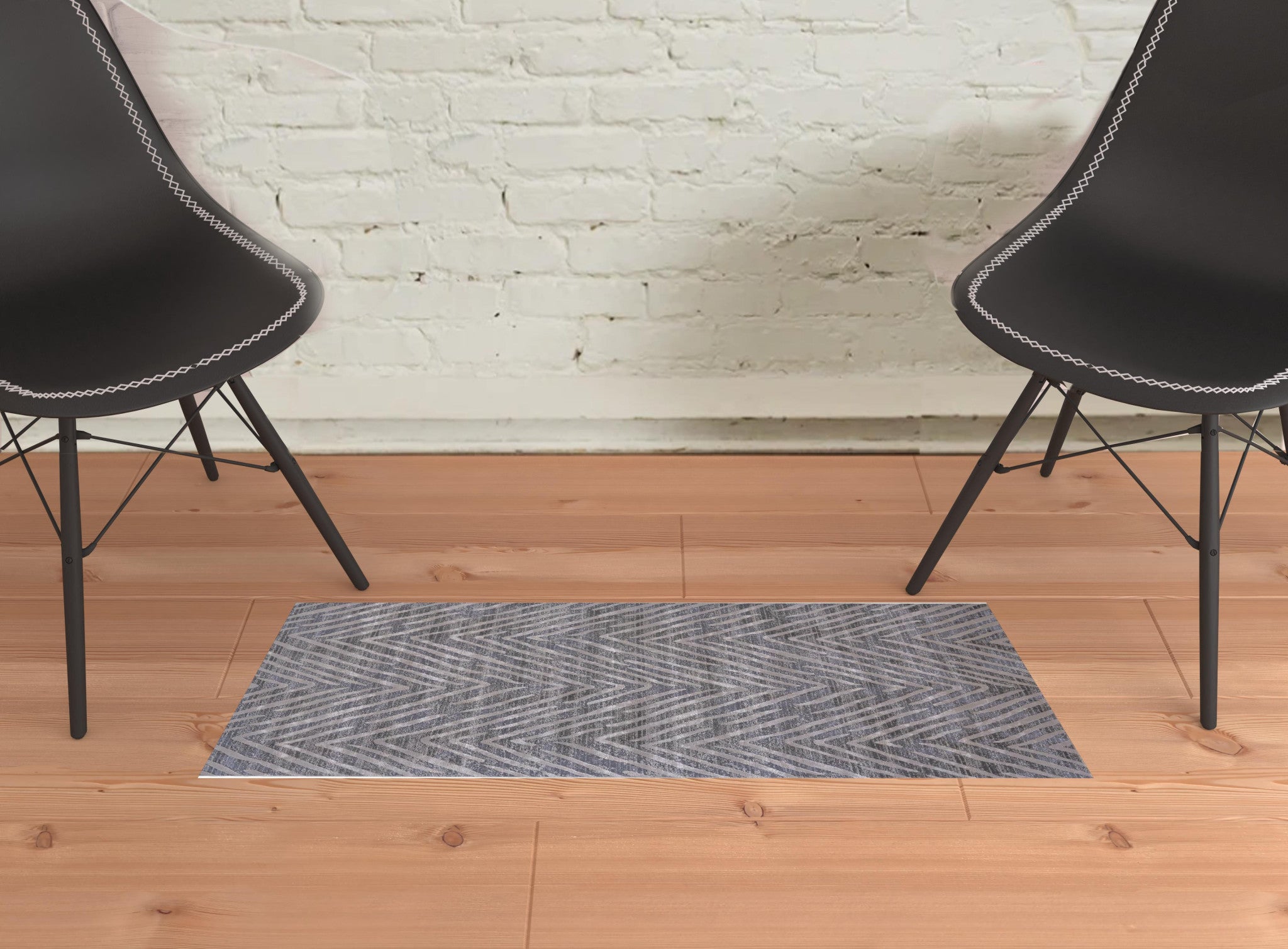 2' X 3' Gray Abstract Stain Resistant Area Rug