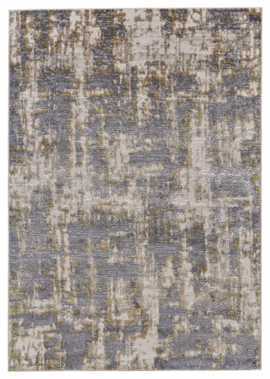 7' X 10' Gray And Gold Abstract Area Rug