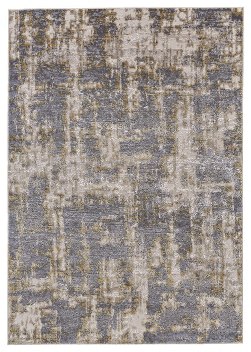 10' X 13' Gray And Gold Abstract Stain Resistant Area Rug