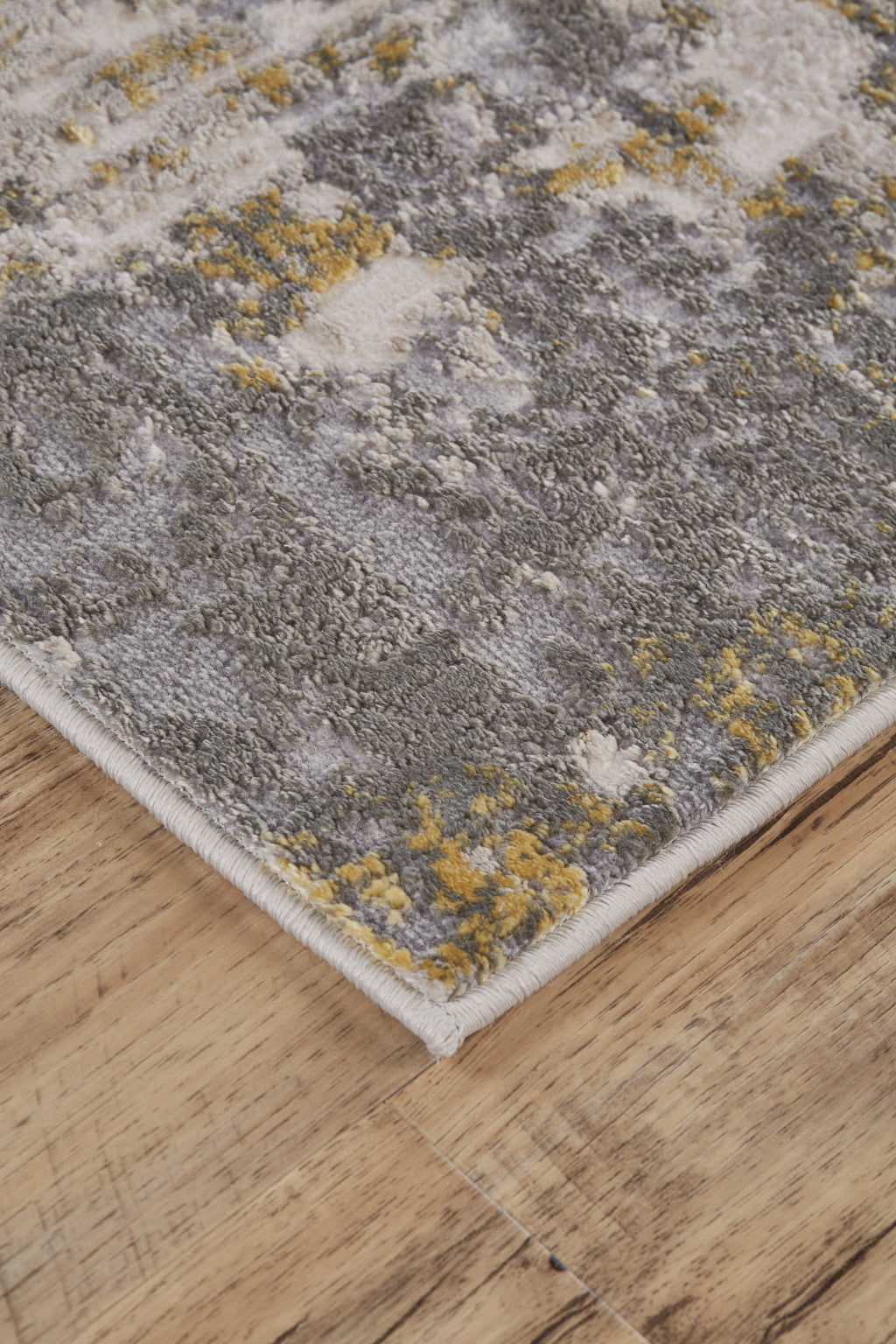 2' X 3' Gray And Gold Abstract Stain Resistant Area Rug