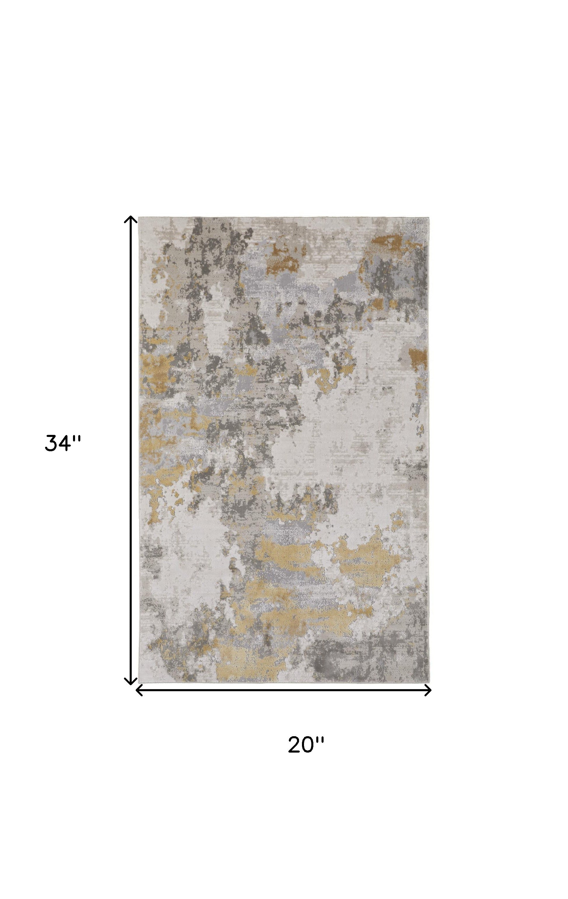 2' X 3' Ivory Gold And Gray Abstract Stain Resistant Area Rug