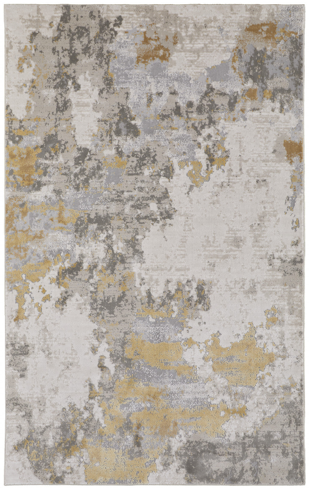 2' X 3' Ivory Gold And Gray Abstract Stain Resistant Area Rug