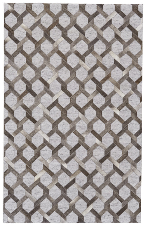 8' X 11' Gray Taupe And Silver Geometric Hand Woven Area Rug