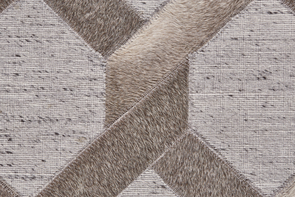 8' X 11' Gray Taupe And Silver Geometric Hand Woven Area Rug