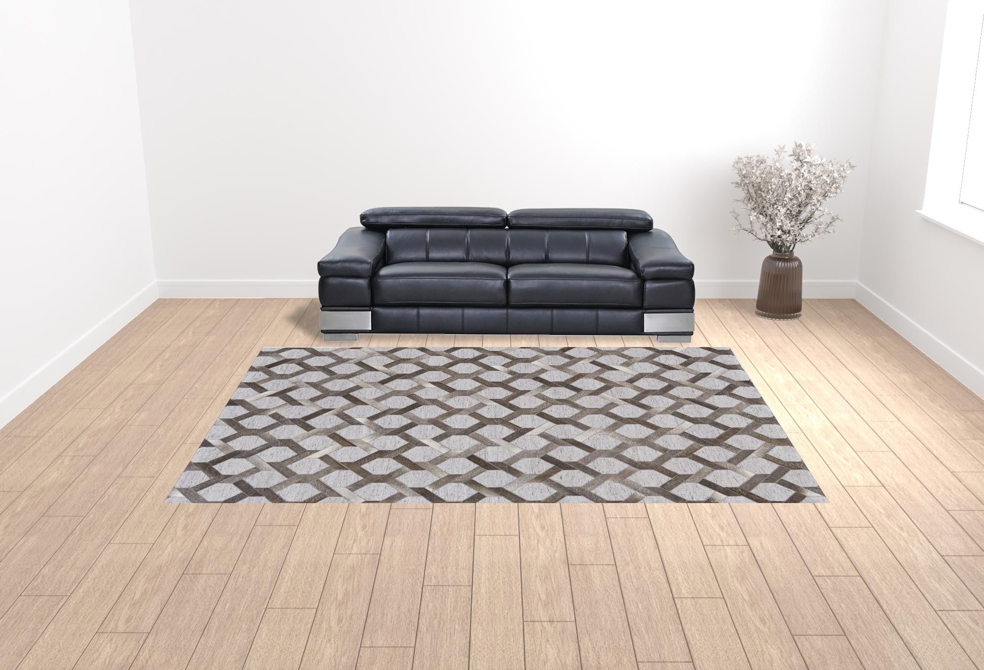 10' X 13' Gray Taupe And Silver Geometric Hand Woven Area Rug