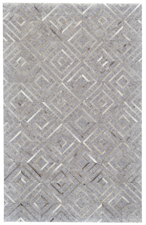 8' X 11' Gray Taupe And Ivory Geometric Hand Woven Area Rug