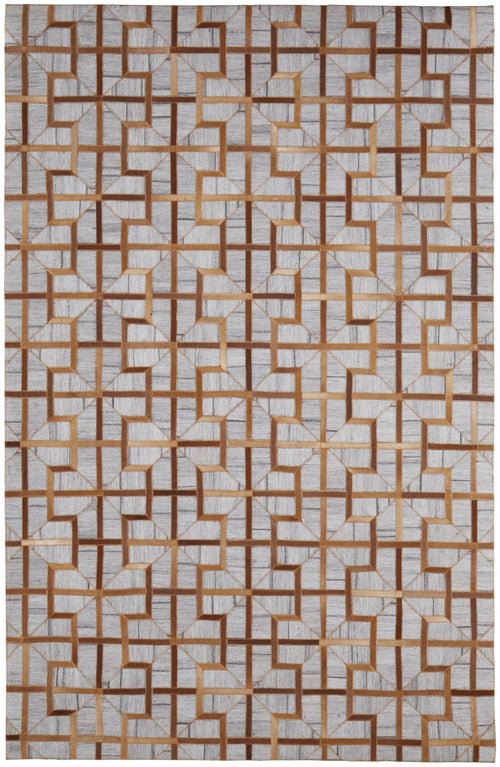 5' X 8' Tan Brown And Gray Geometric Hand Woven Area Rug