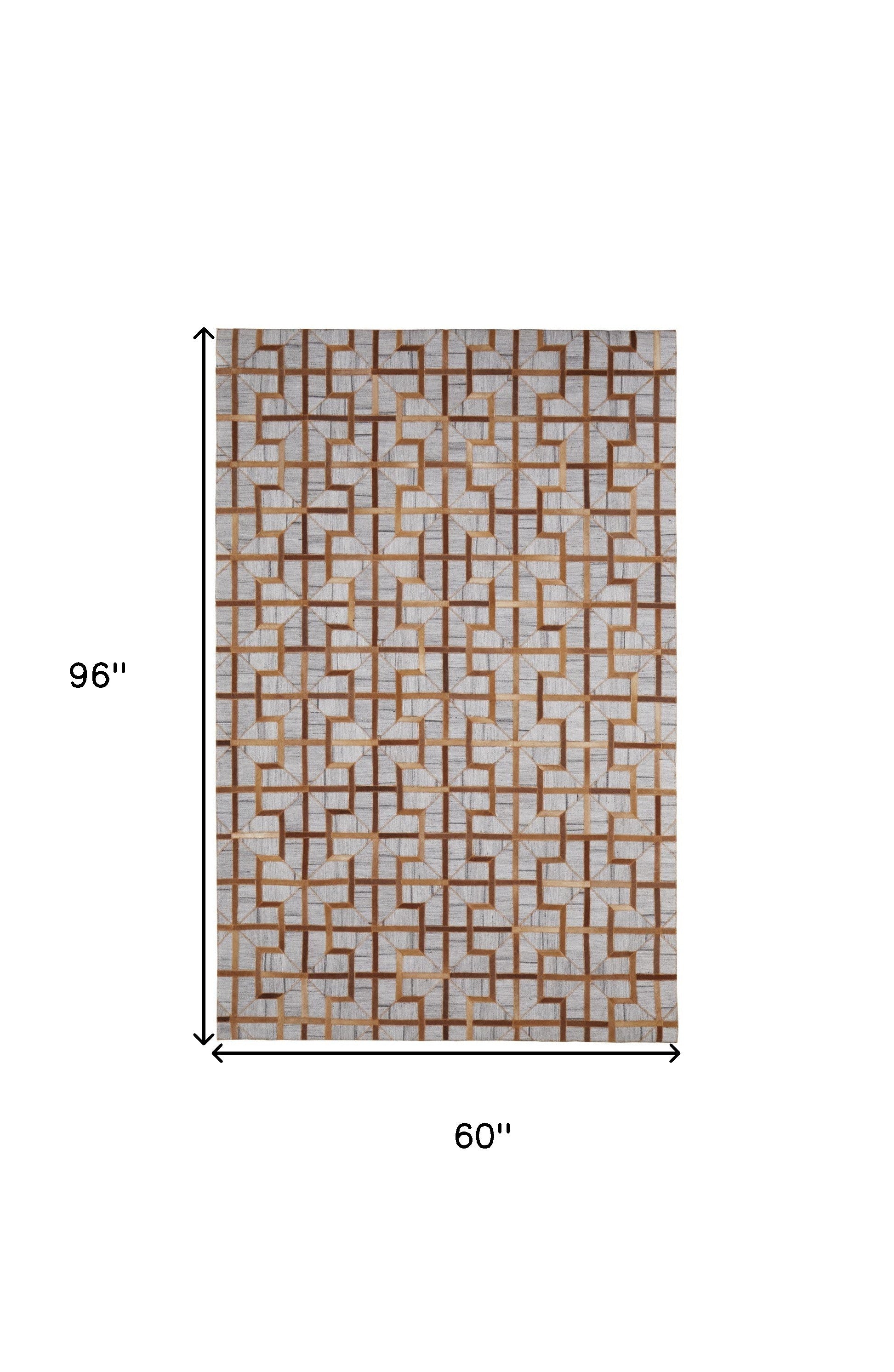 5' X 8' Tan Brown And Gray Geometric Hand Woven Area Rug