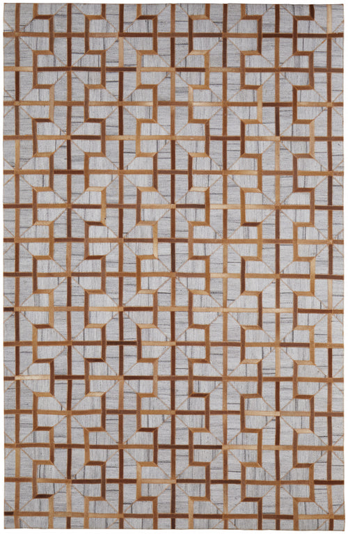 8' X 11' Tan Brown And Gray Geometric Hand Woven Area Rug