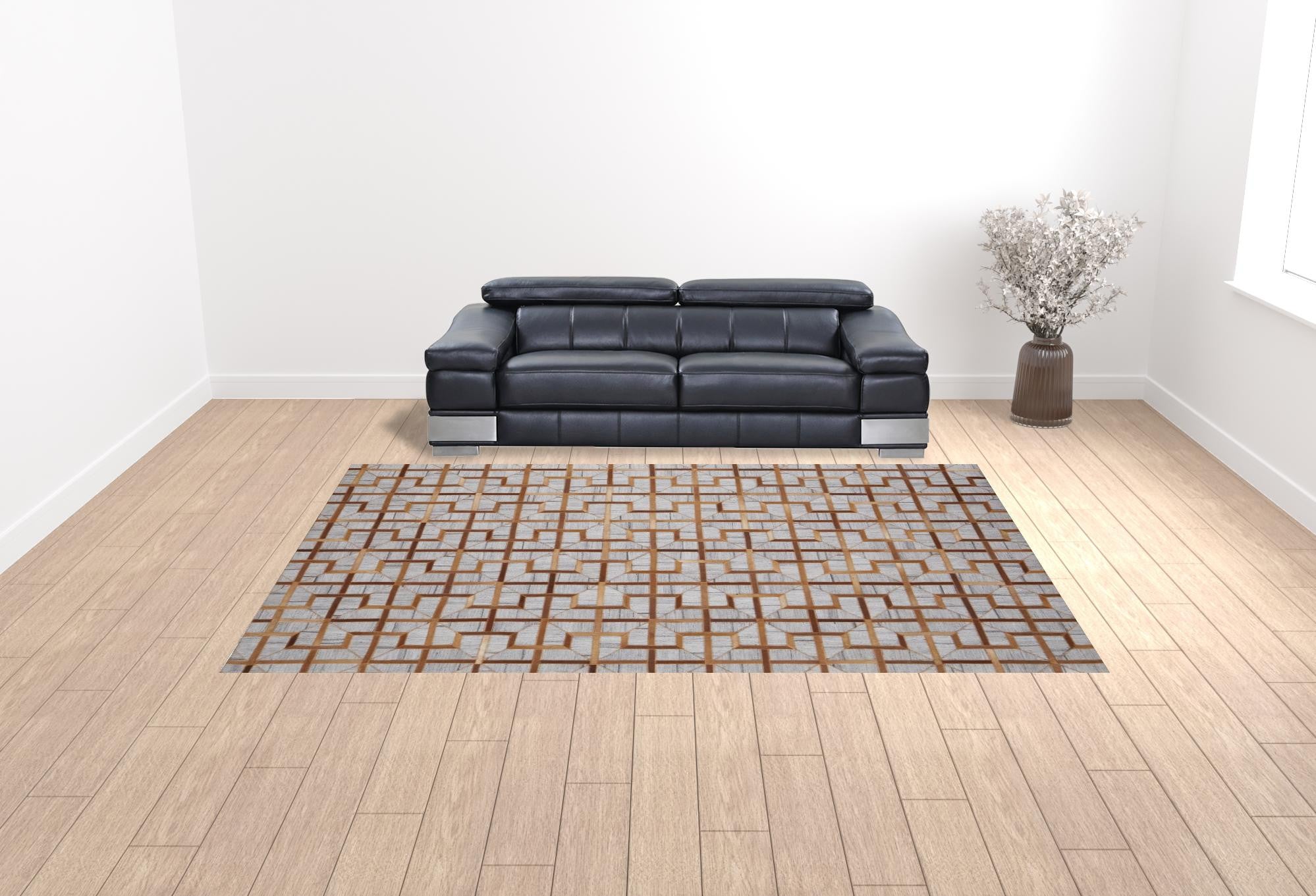 10' X 13' Tan Brown And Gray Geometric Hand Woven Area Rug