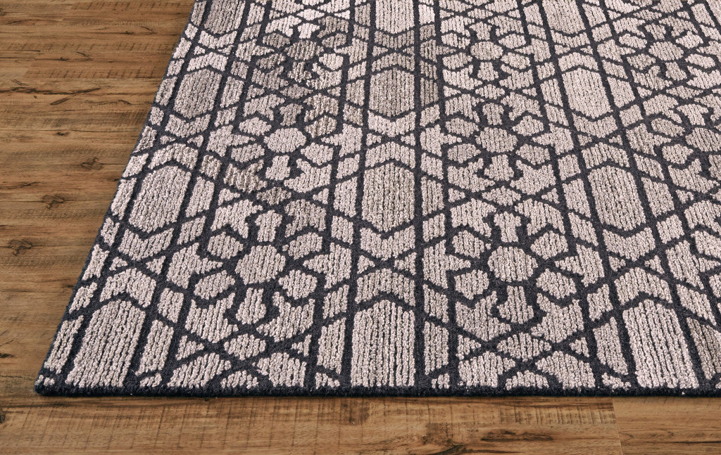 8' X 10' Taupe Black And Gray Wool Paisley Tufted Handmade Area Rug