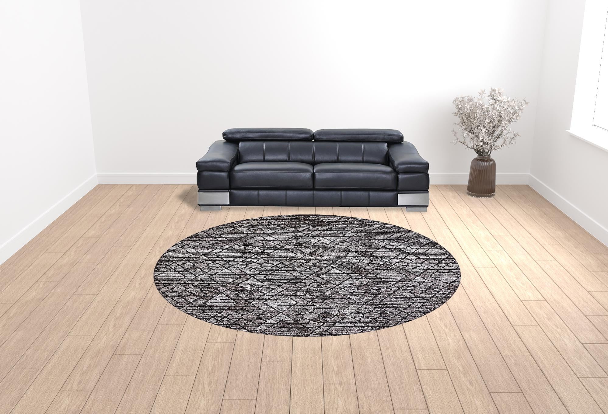 10' Taupe Black And Gray Round Wool Paisley Tufted Handmade Area Rug