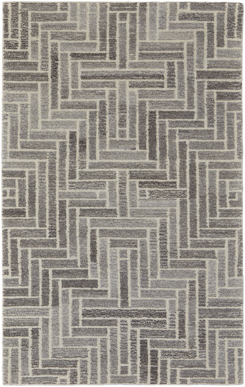 8' X 10' Taupe Gray And Tan Wool Geometric Tufted Handmade Area Rug