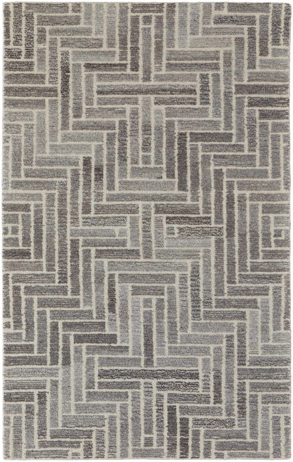 10' X 14' Taupe Gray And Tan Wool Geometric Tufted Handmade Area Rug