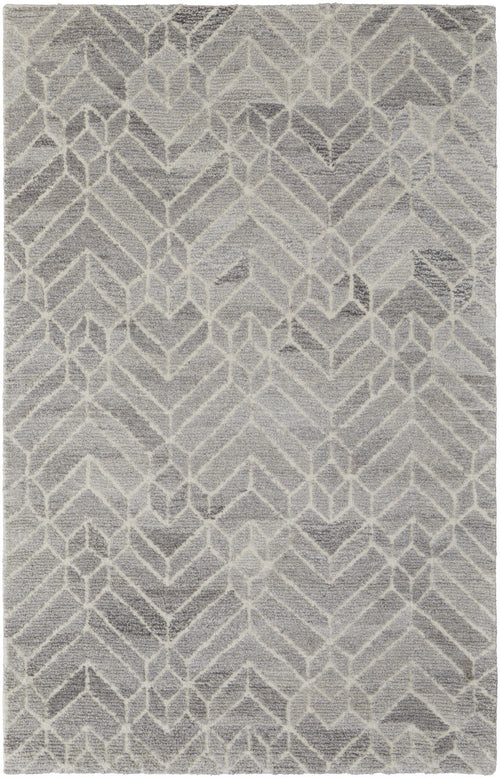 10' X 14' Taupe Gray And Ivory Wool Geometric Tufted Handmade Area Rug