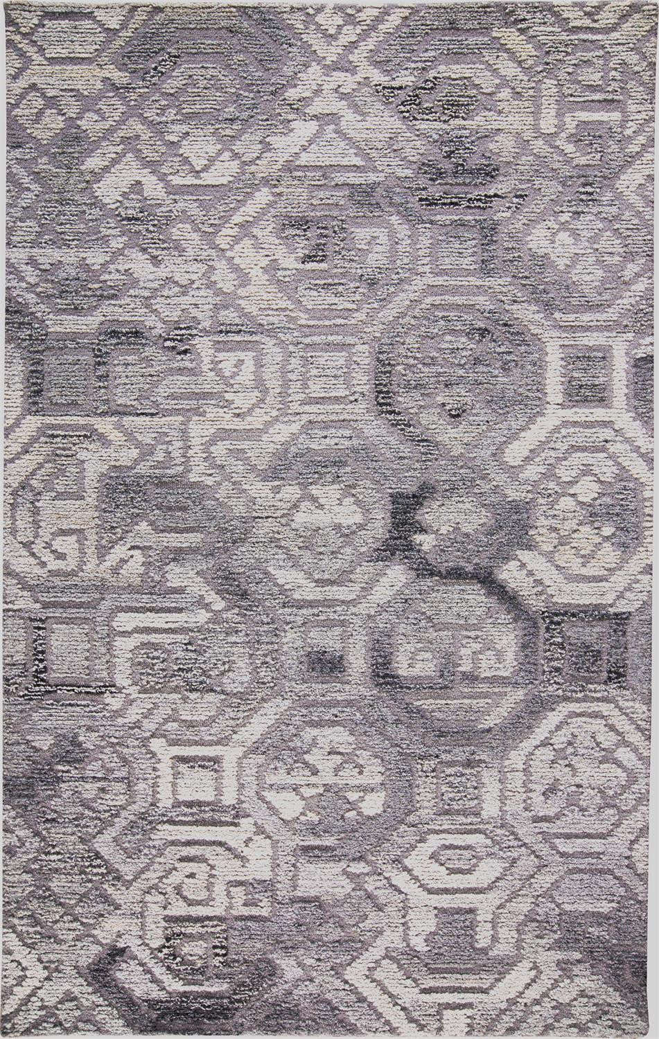 5' X 8' Gray Ivory And Taupe Wool Abstract Tufted Handmade Area Rug