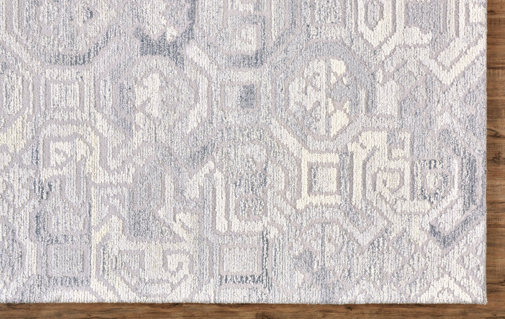 5' X 8' Gray Ivory And Taupe Wool Abstract Tufted Handmade Area Rug