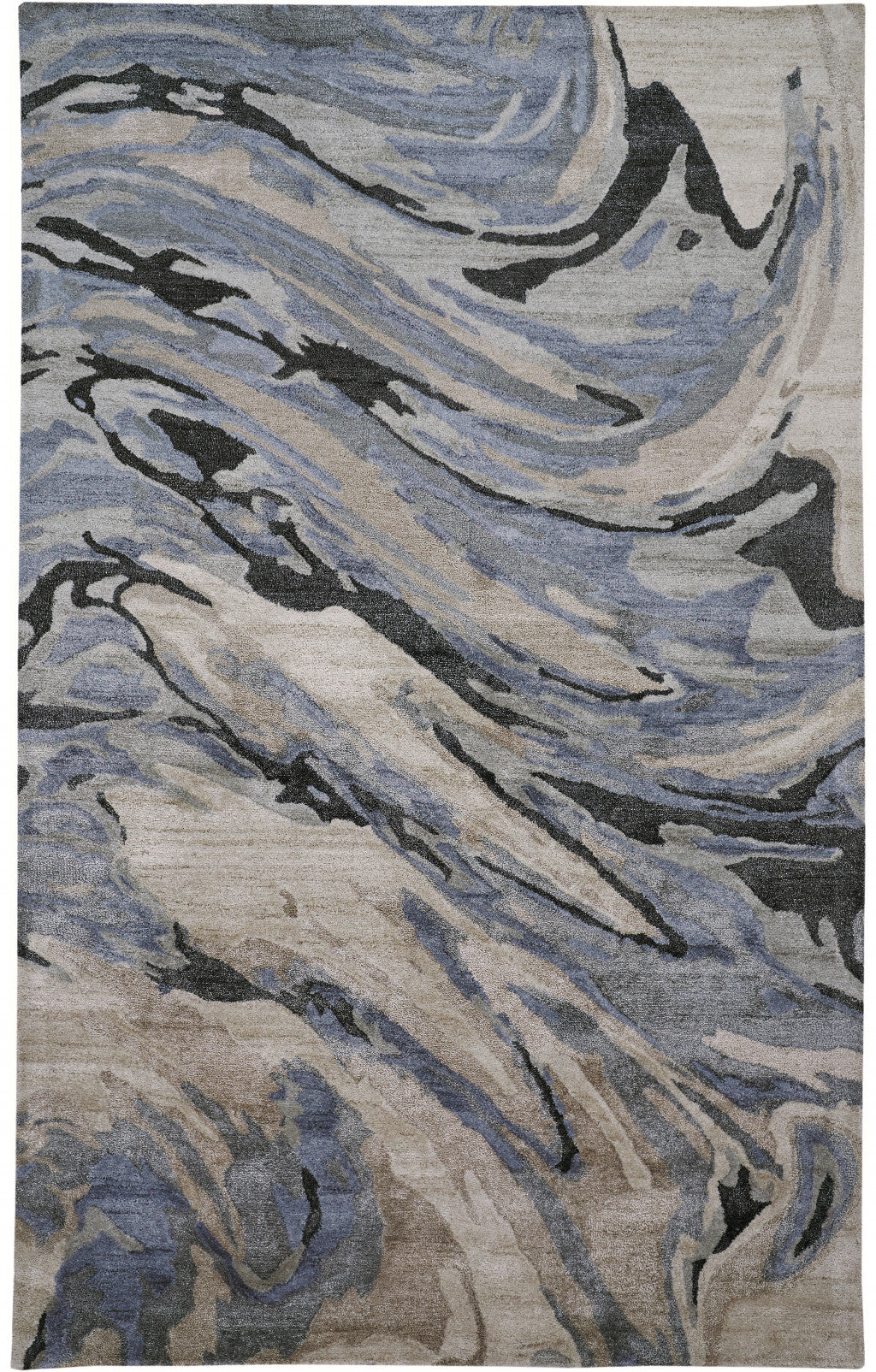 10' X 13' Blue Gray And Taupe Abstract Tufted Handmade Area Rug