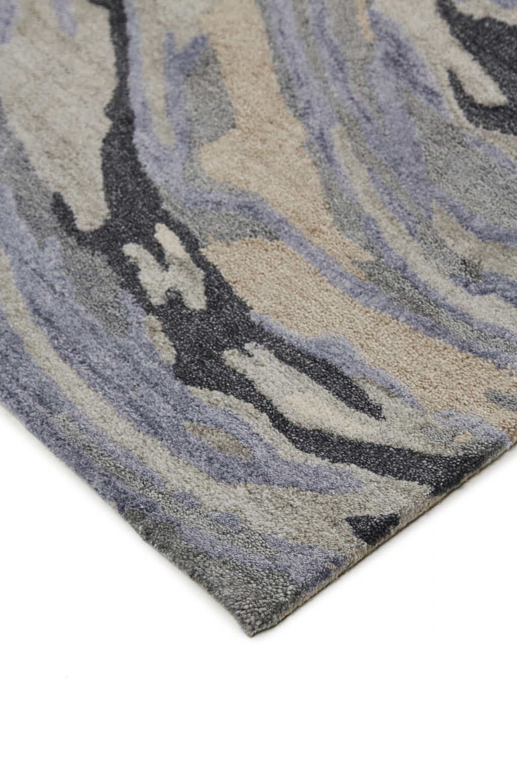 10' X 13' Blue Gray And Taupe Abstract Tufted Handmade Area Rug