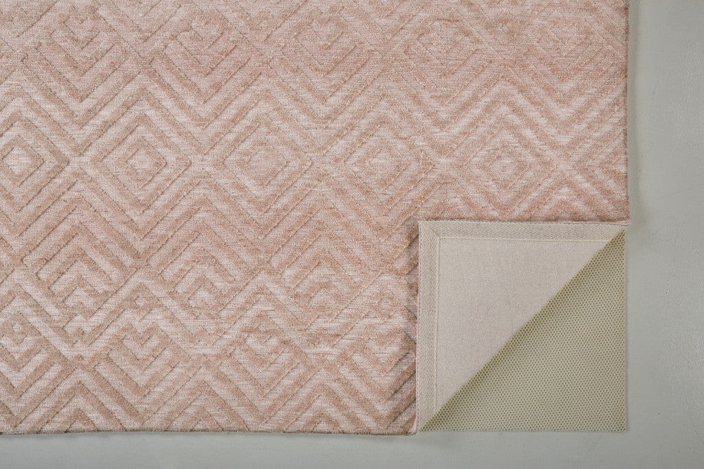 4' X 6' Pink And Ivory Geometric Stain Resistant Area Rug