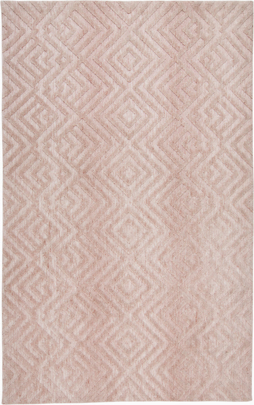 8' X 10' Pink And Ivory Geometric Stain Resistant Area Rug