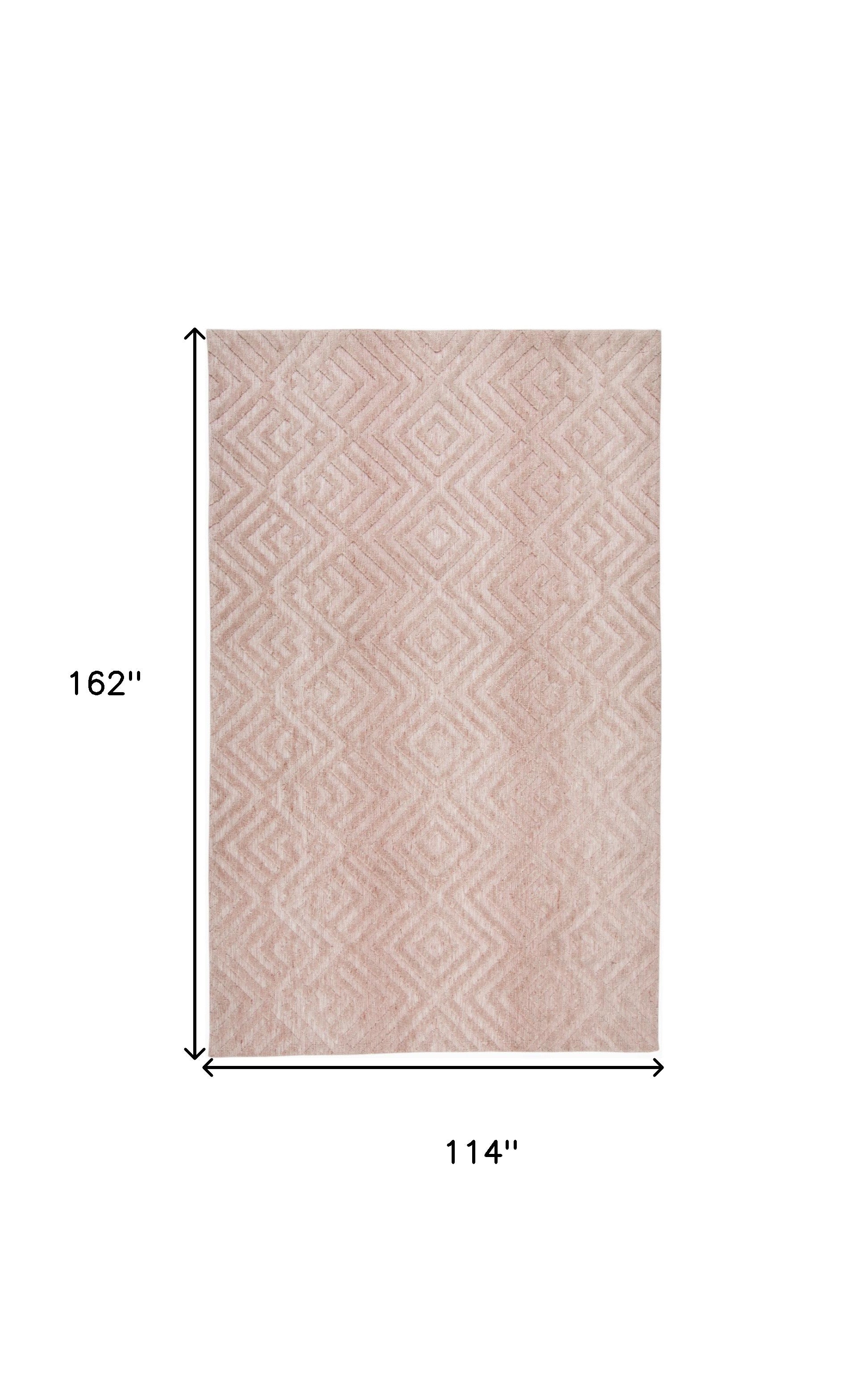 10' X 13' Pink And Ivory Geometric Stain Resistant Area Rug