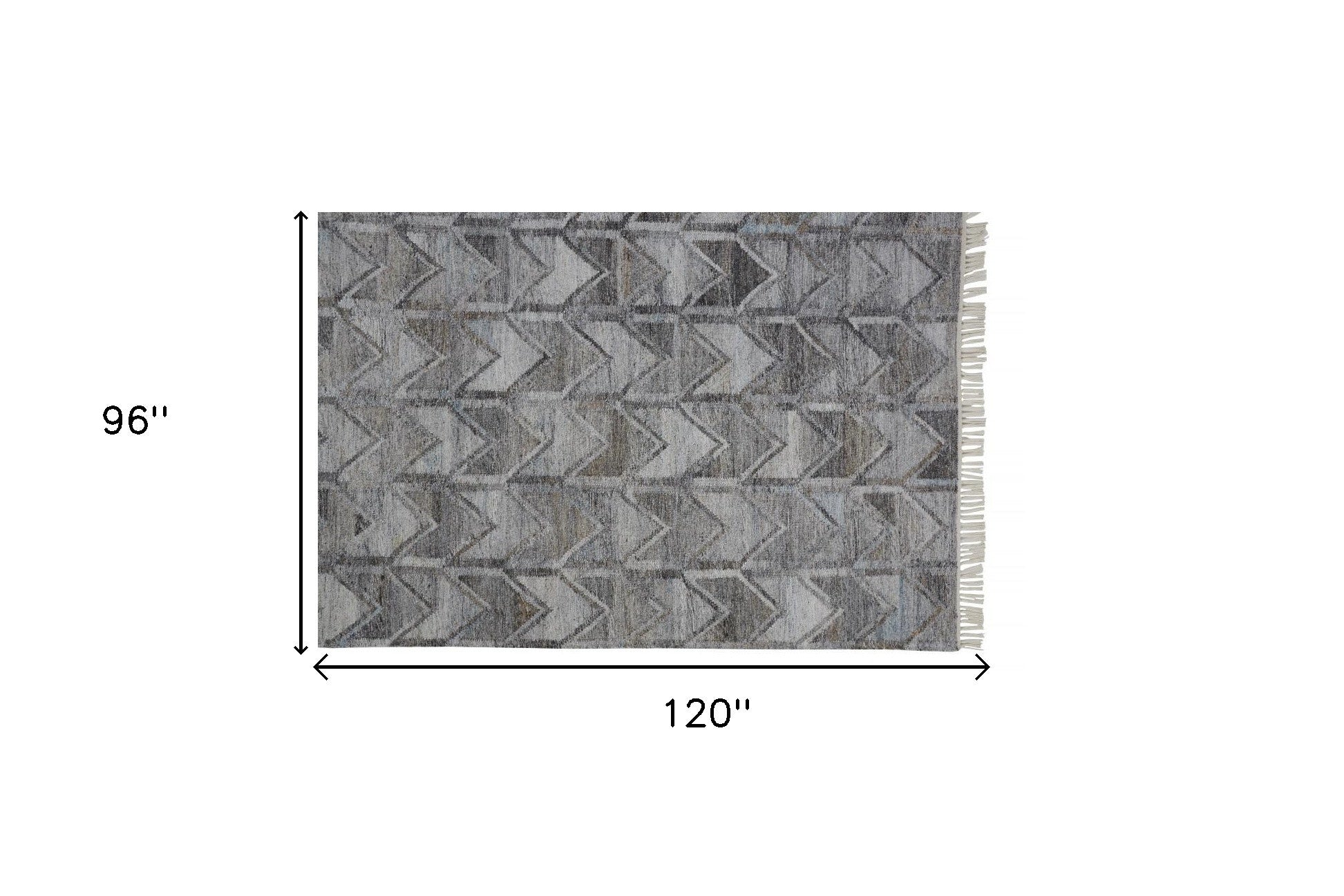 8' X 10' Gray Silver And Taupe Geometric Hand Woven Stain Resistant Area Rug With Fringe