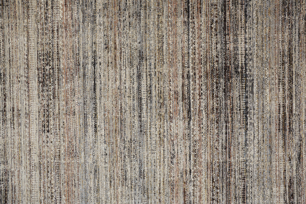 4' X 6' Ivory Gray And Black Abstract Distressed Area Rug With Fringe