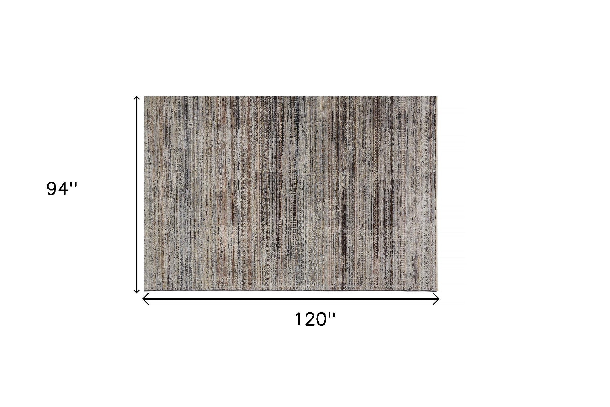 8' X 10' Ivory Gray And Black Abstract Distressed Area Rug With Fringe