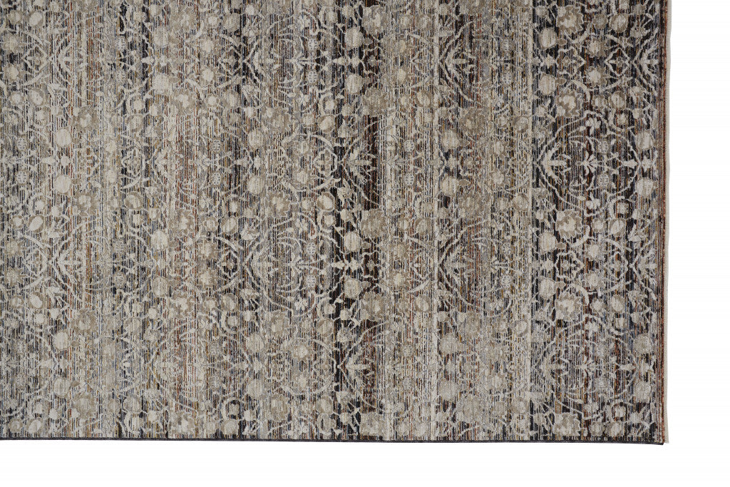 4' X 6' Gray Ivory And Tan Abstract Distressed Area Rug With Fringe