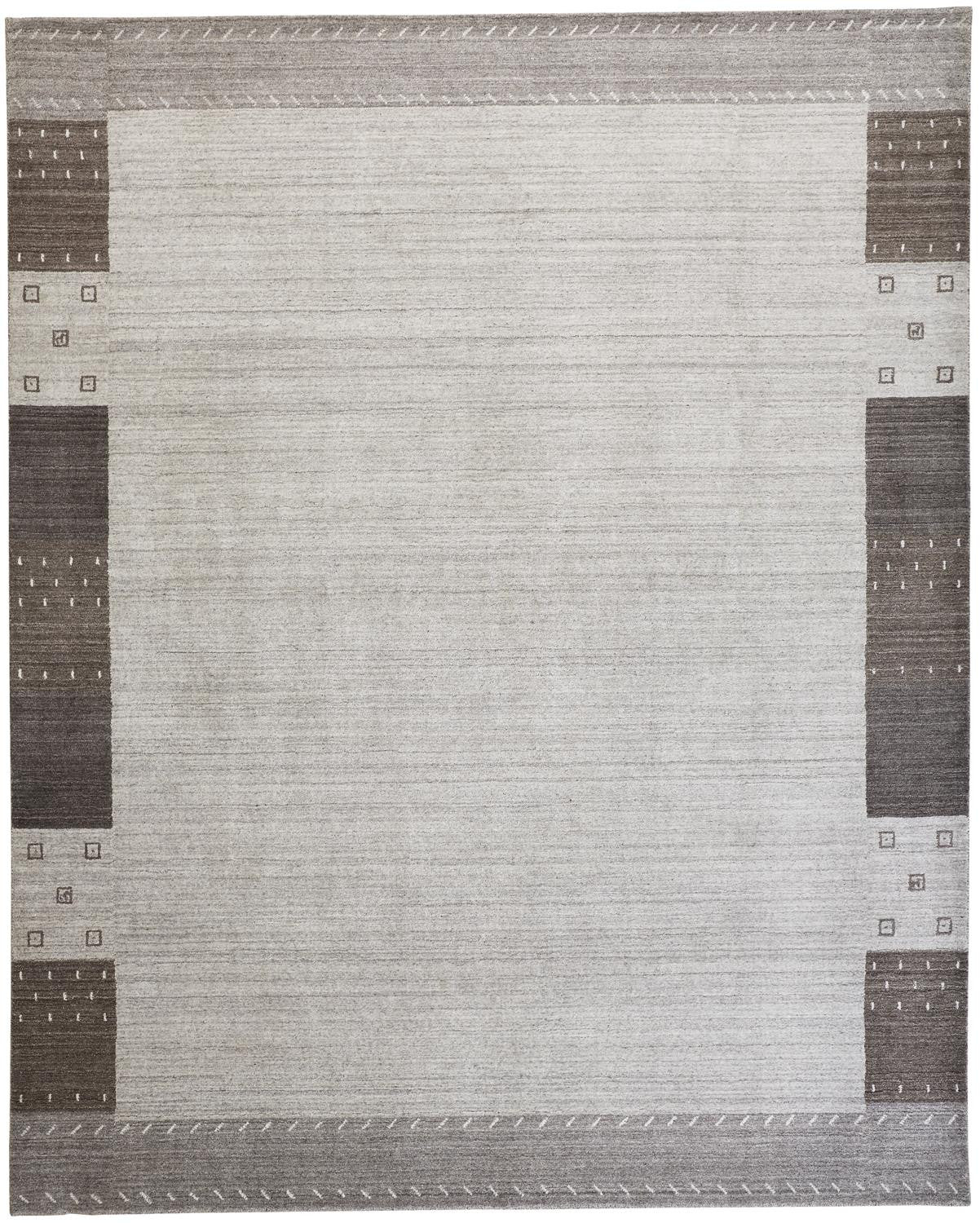 5' X 8' Gray Silver And Black Wool Hand Knotted Stain Resistant Area Rug