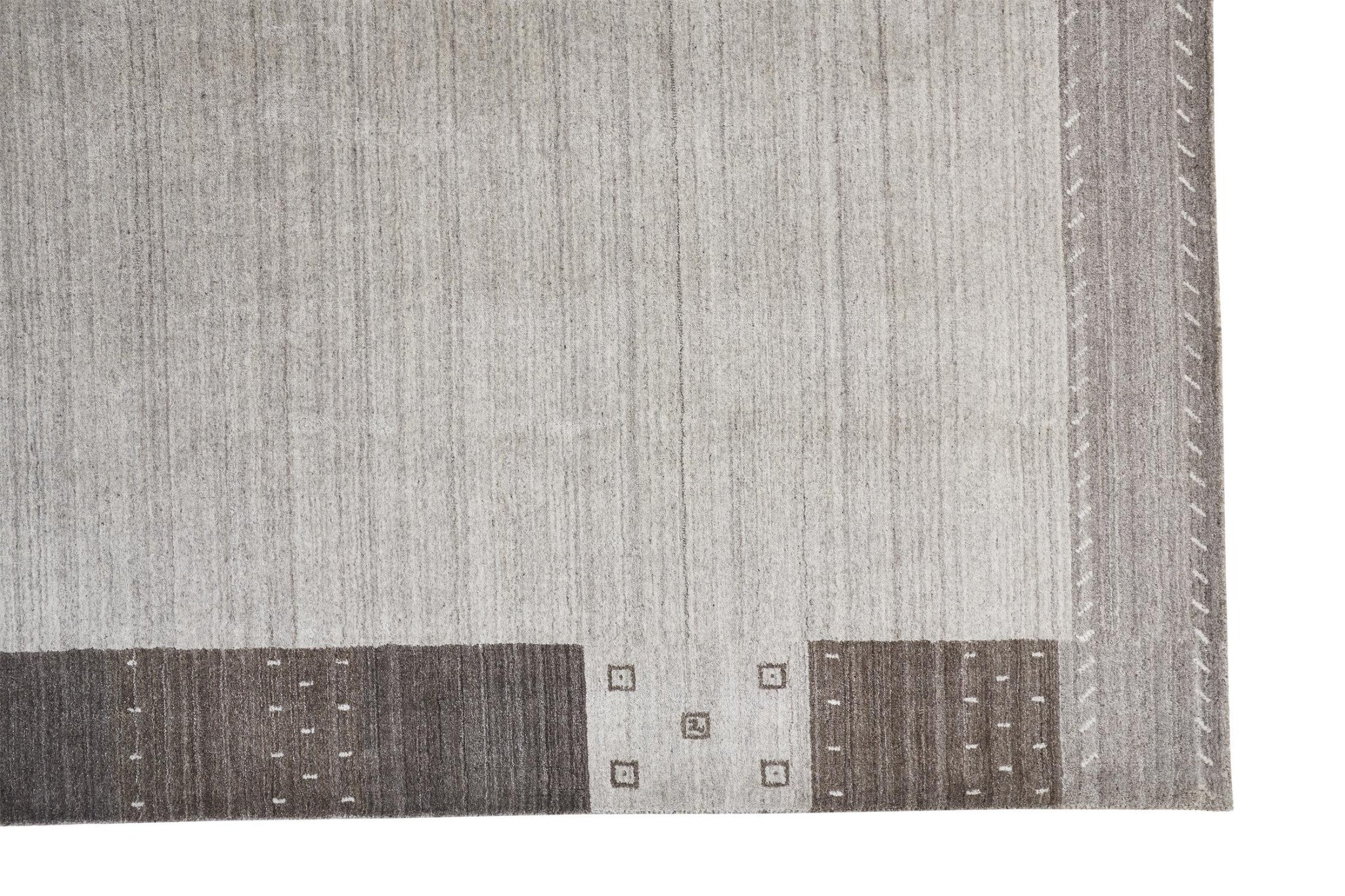 5' X 8' Gray Silver And Black Wool Hand Knotted Stain Resistant Area Rug