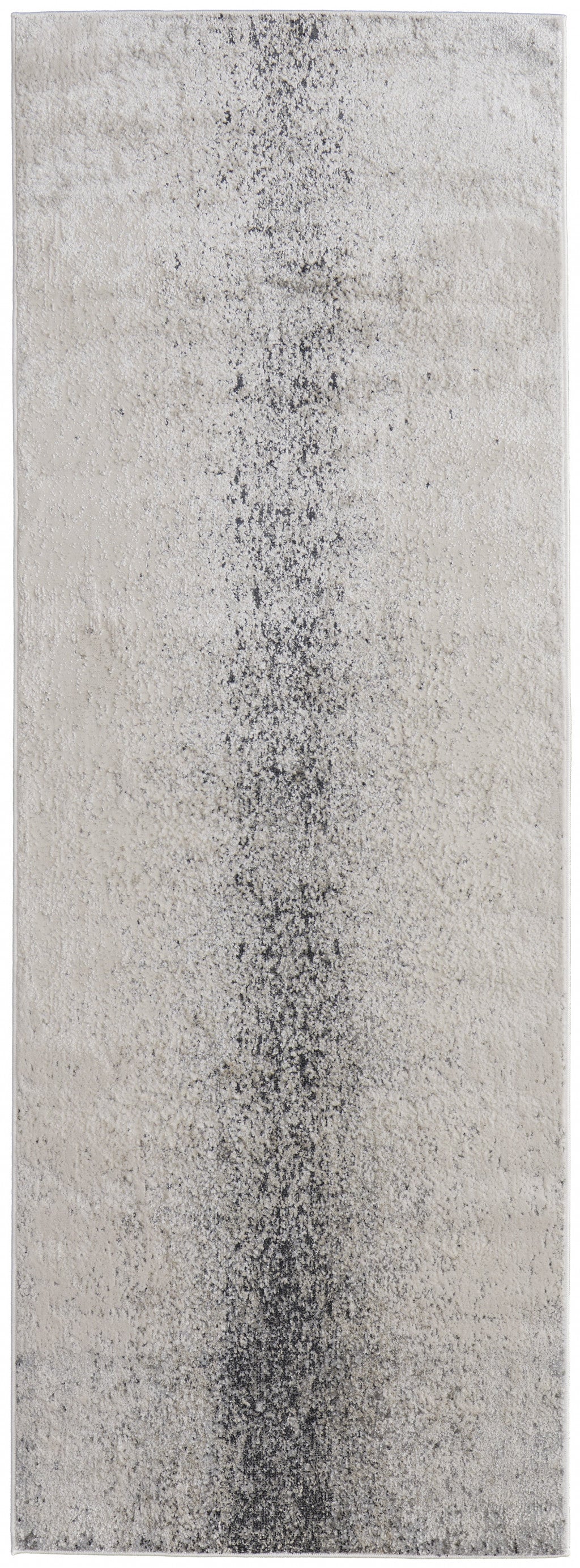 8' Ivory Gray And Black Abstract Power Loom Runner Rug