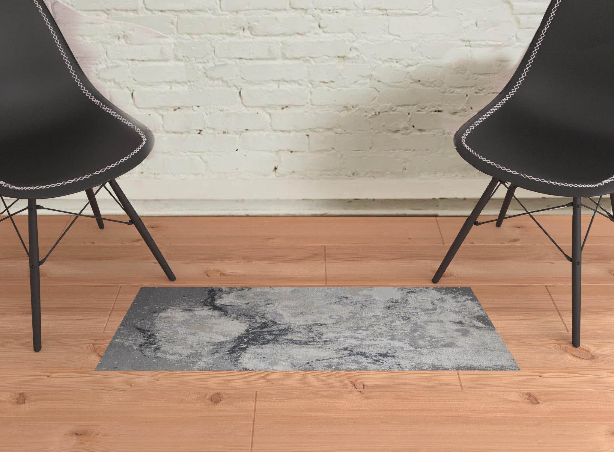 2' x 3' Gray Abstract Area Rug