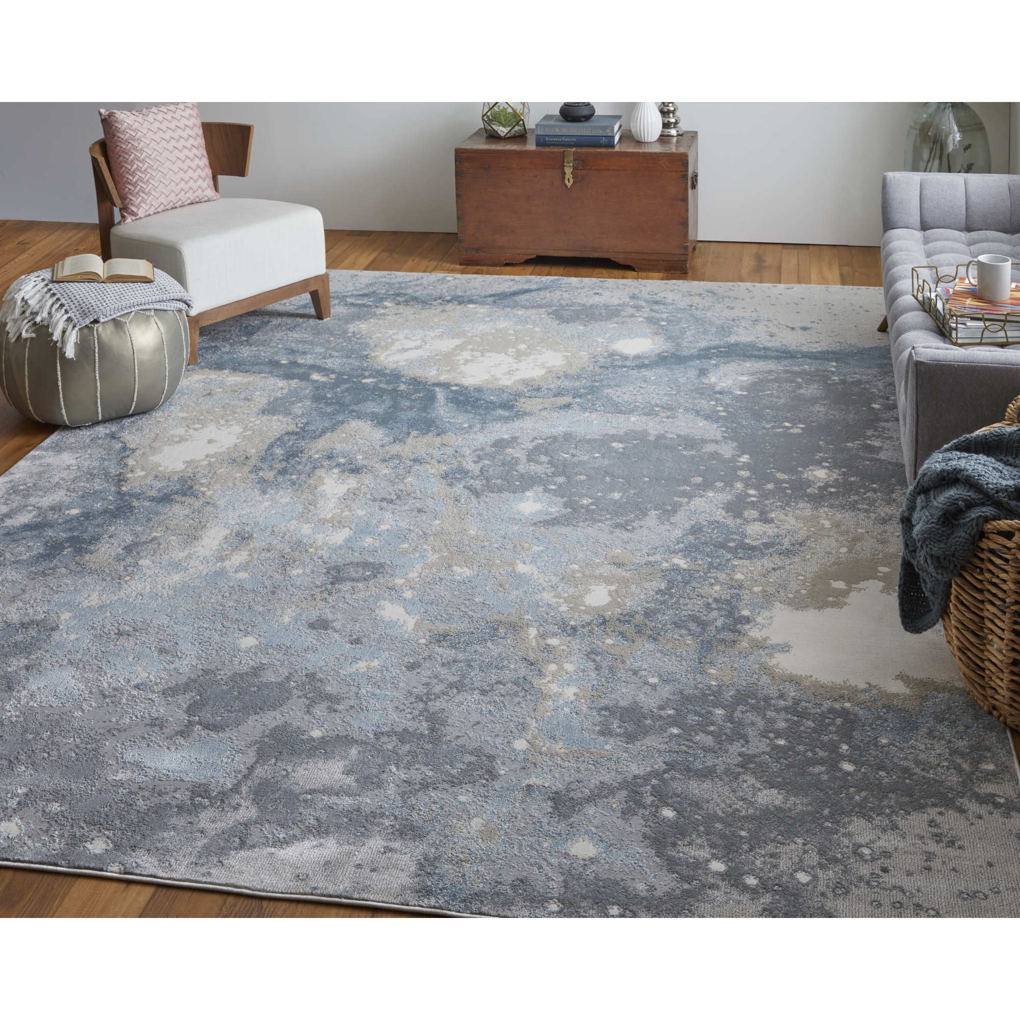 5' x 8' Blue Abstract Area Rug