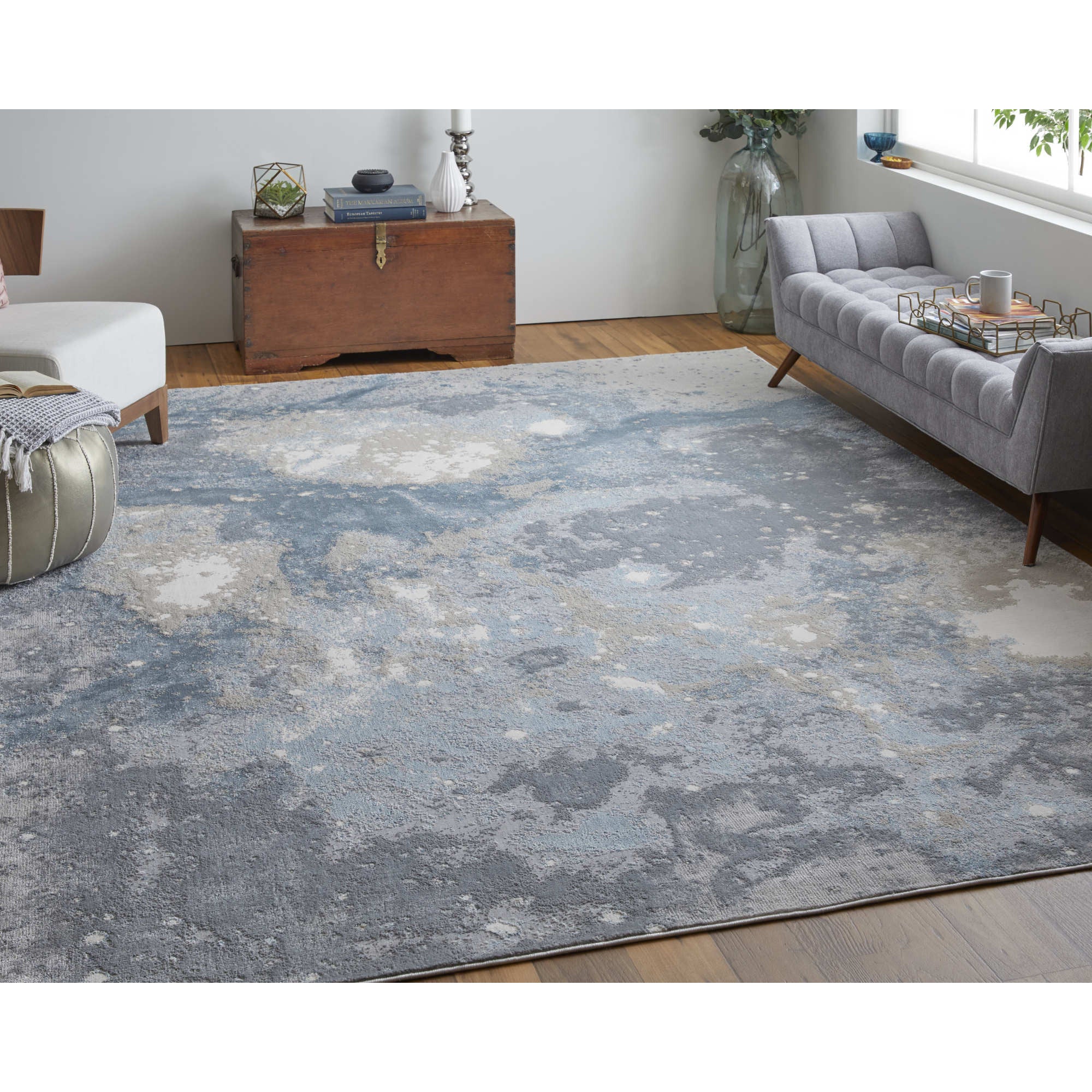 8' x 10' Blue Abstract Area Rug