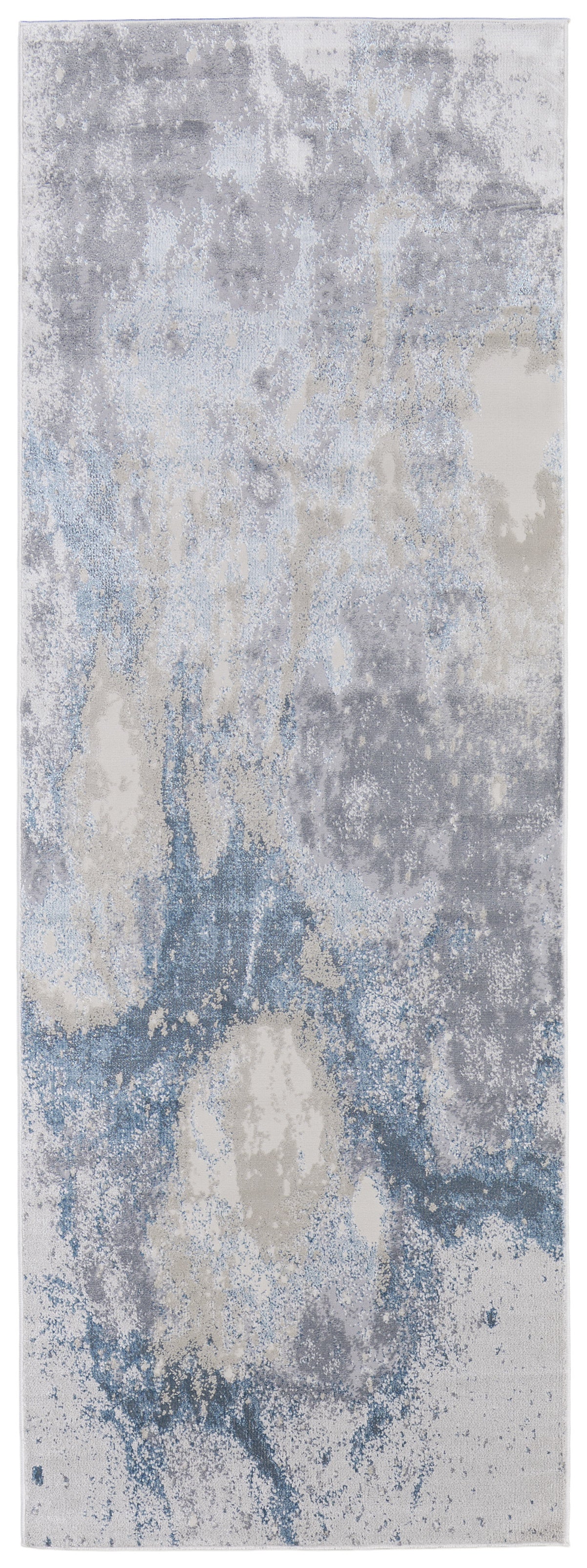 8' Blue Abstract Runner Rug