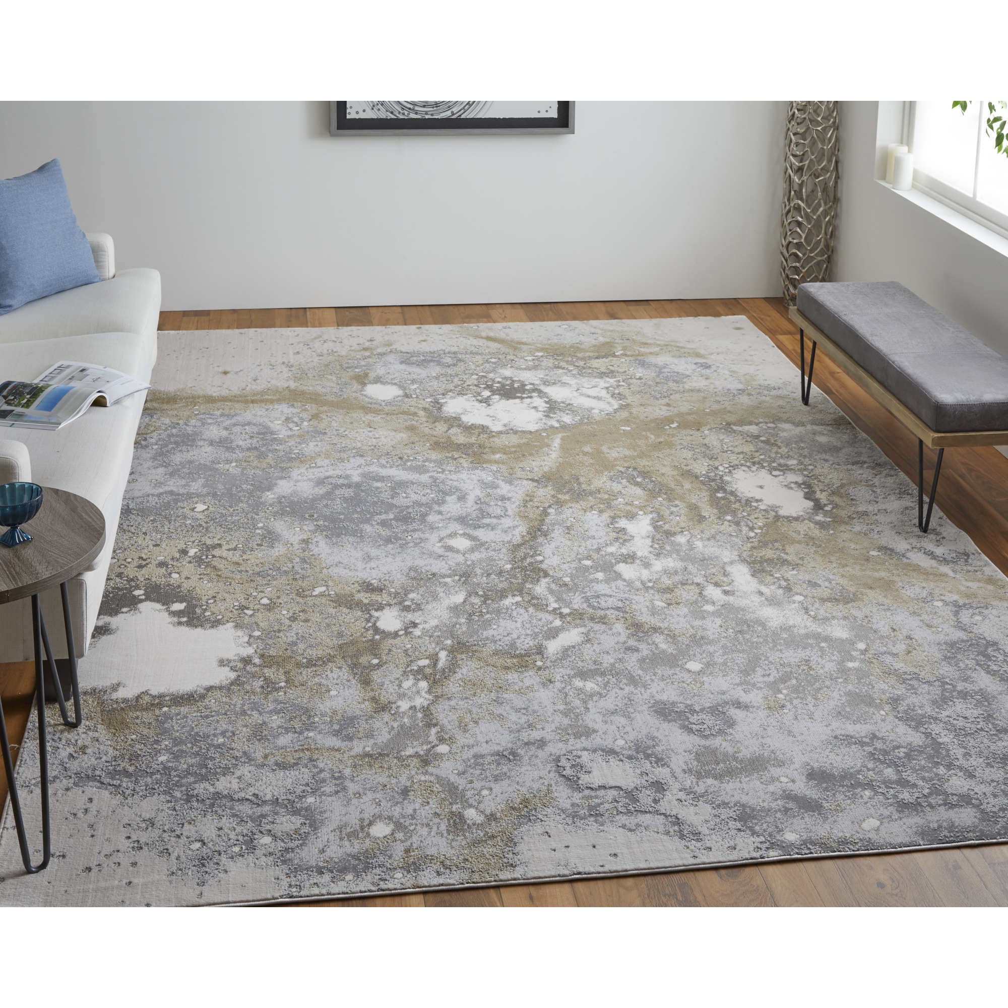 2' x 3' Gray Abstract Area Rug