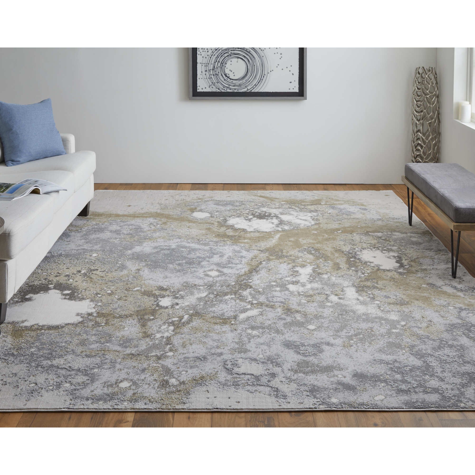 2' x 3' Gray Abstract Area Rug