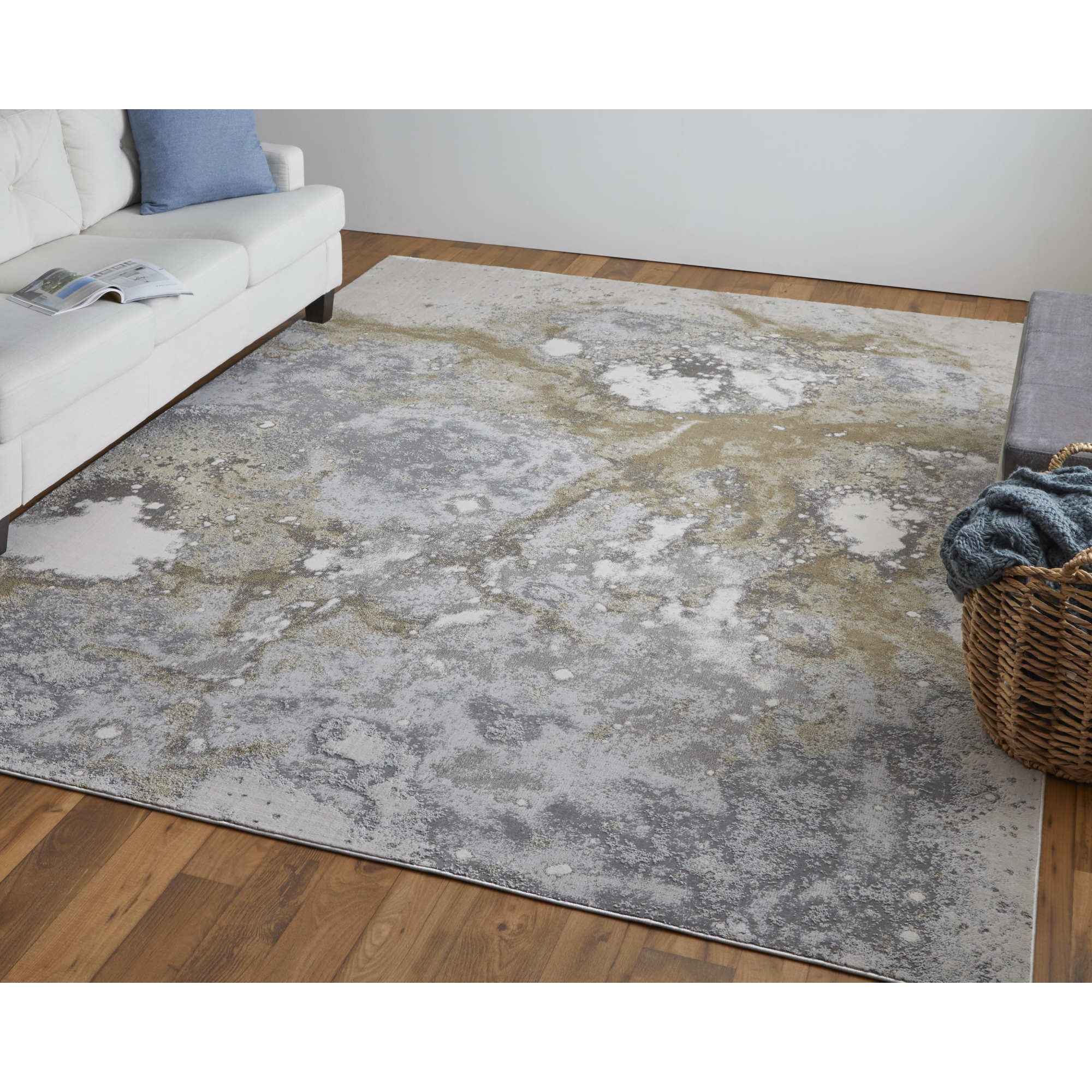 2' x 3' Gray Abstract Area Rug