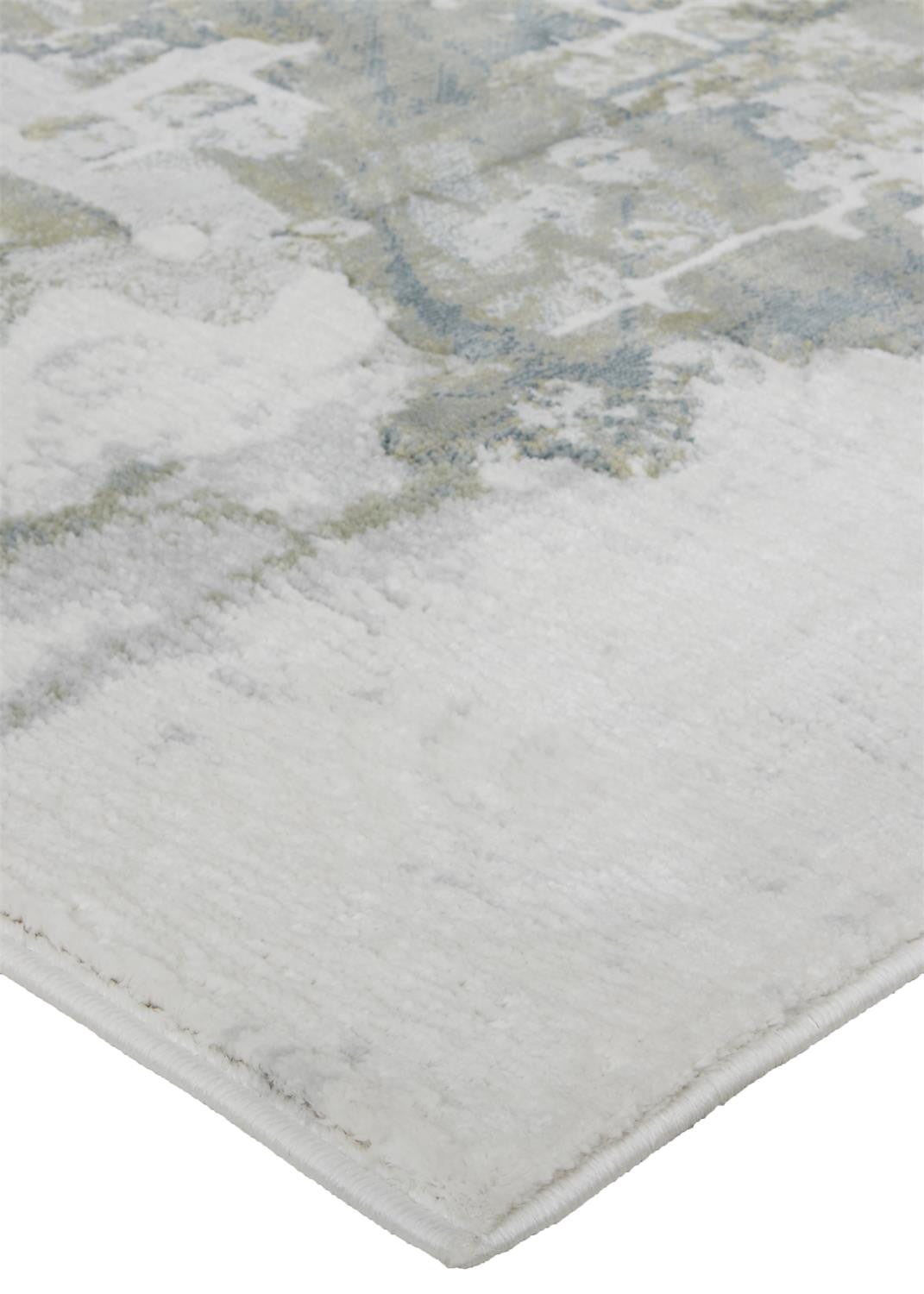 10' X 13' Green Gray And Ivory Abstract Distressed Stain Resistant Area Rug