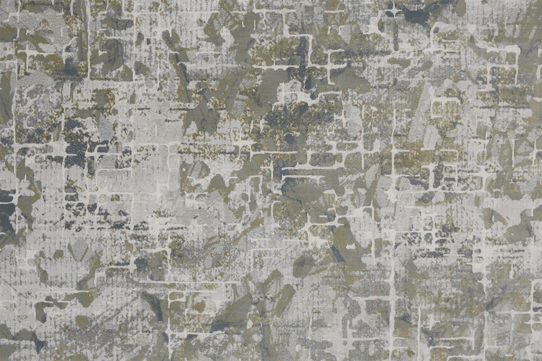 10' X 13' Green Gray And Ivory Abstract Distressed Stain Resistant Area Rug