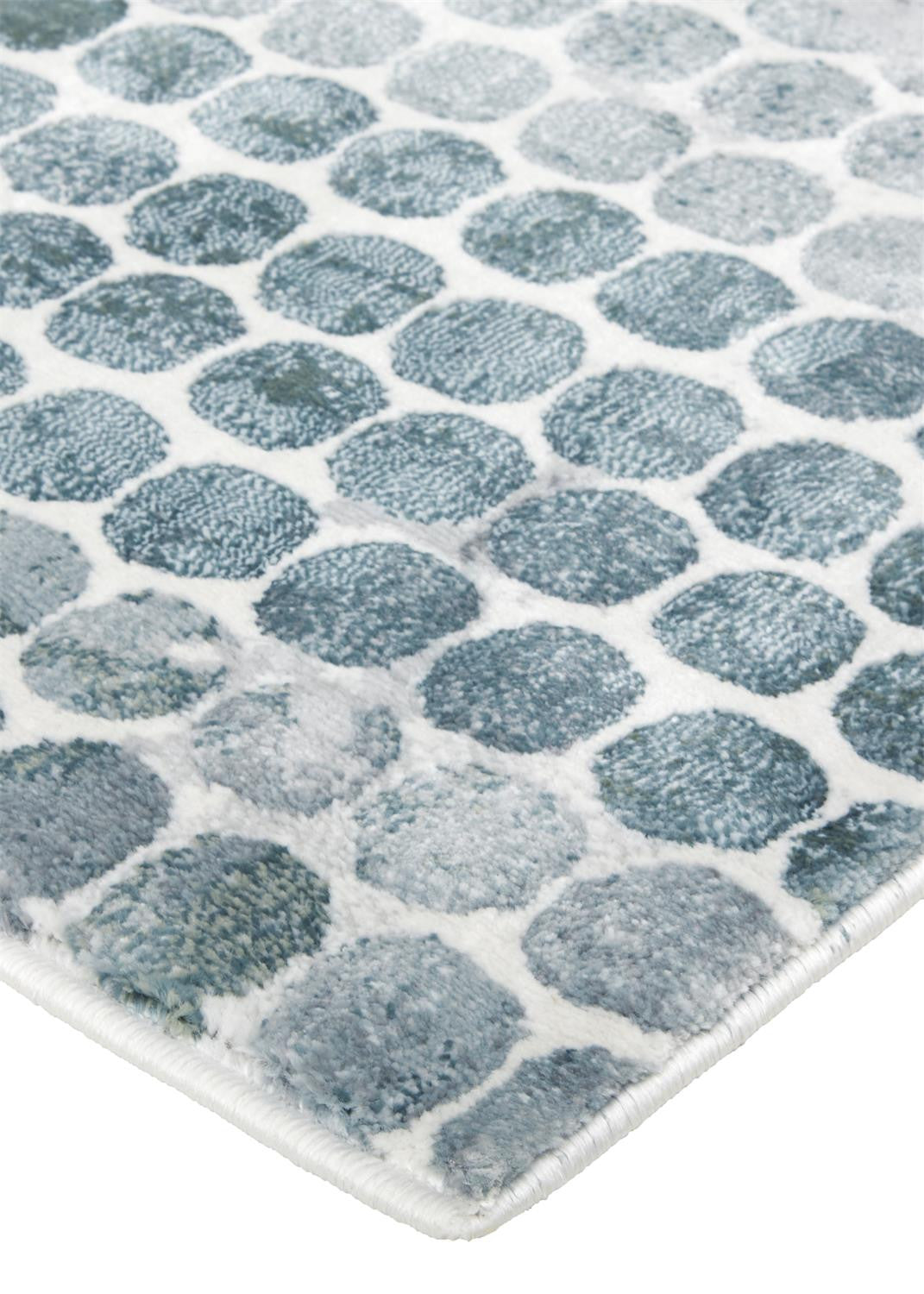 8' X 10' Blue And Gray Polka Dots Distressed Stain Resistant Area Rug